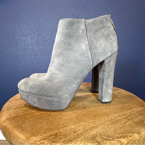 Michael Kors Gray Suede Heeled Ankle Boots Booties | Size 6.5 - Picture 2 of 8